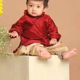 VASTRAMAY SISHU Maroon & Rose Gold Relaxed Fit Kurta Set image 4