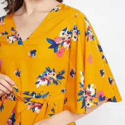 PURYS Yellow Floral Print A-Line Dress image 5