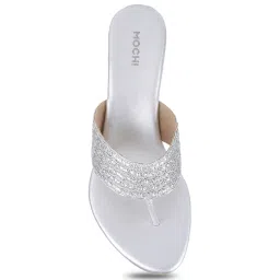 Mochi Women's Silver Thong Wedges image 3