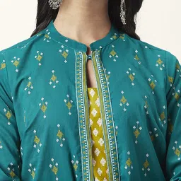 Rangmanch by Pantaloons Green Cotton Printed A Line Kurta image 5