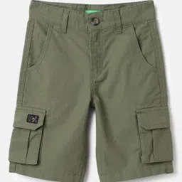 United Colors of Benetton Boys Green Cotton Textured Shorts-picture-25