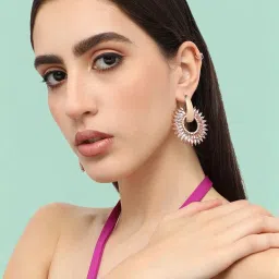 Sohi Gold Plated Designer Stone Party Drop Earrings image 2