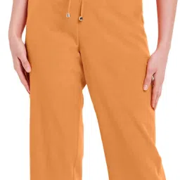 PATRORNA Peach Cotton Blend Slim Fit Mid Rise Capris image 4