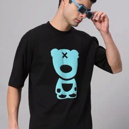 Griffel Black Cotton Loose Fit Printed T-Shirt-picture-36