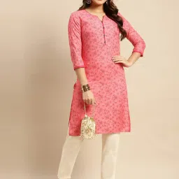 Rangita Pink & Black Floral Print Straight Kurta - Pack OF 2 image 2