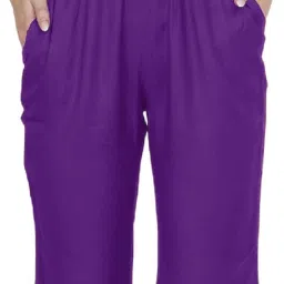 PATRORNA Purple Cotton Blend Slim Fit Mid Rise Capris image 5