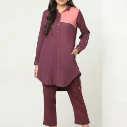 Marigold Lane Purple Shirt Collar Tunic image 1