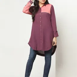 Marigold Lane Purple Shirt Collar Tunic image 4