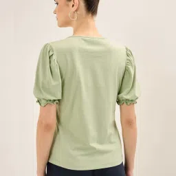 SALT Attire Green Plain Top image 2