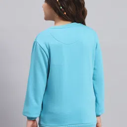 Monte Carlo Kids Turquoise Embellished Full Sleeves Sweatshirt image 2