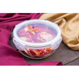 Femora Borosilicate Glass Round Storage Container with Air Vent Lid (940 ml) - Set of 1 image 1