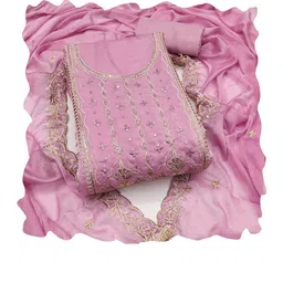 MANVAA Embroidered Satin Unstitched Dress Material image 5