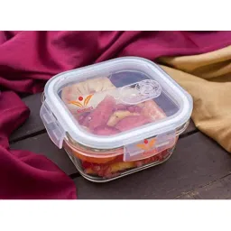 Femora Borosilicate Glass Square Container with Air Vent Lid (800 ml) - Set of 1 image 1