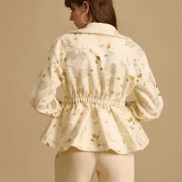 Kazo Beige Printed Peplum Jacket image 2