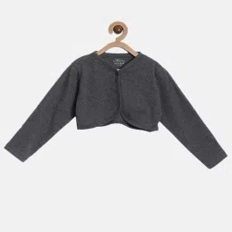 Kryptic Kids Charcoal Grey Cotton Regular Fit Full Sleeves Shrug image 1