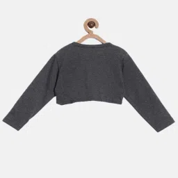 Kryptic Kids Charcoal Grey Cotton Regular Fit Full Sleeves Shrug image 2