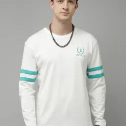 Kryptic White Cotton Loose Fit Logo Print Oversized Drop Shoulder T-Shirt-image-17