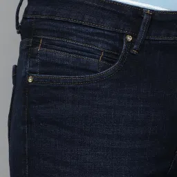 Louis Philippe Jeans Navy Cotton Slim Fit Jeans image 5