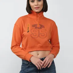 Forever 21 Rust Printed Crop Sweatshirt-picture-11