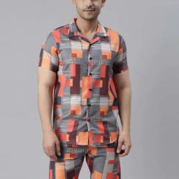 Bushirt Multicolor Regular Fit Printed Shirt With Shorts Set-picture-0