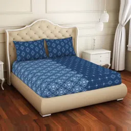 Welspun Lichen Blue Cotton  Double Size Bedsheet With Pillow Covers image 2