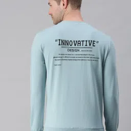 showoffff SHOWOFF Blue Cotton Slim Fit Stripes Sweatshirt image 2