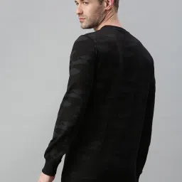 showoffff SHOWOFF Black Cotton Slim Fit Printed Sweatshirt image 2