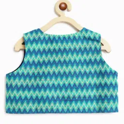 Campana Kids Blue & Green Floral Print Full Sleeves Kurta, Dhoti with Jacket image 2