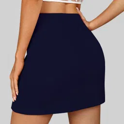 BUYNEWTREND Navy Pencil Skirt image 2
