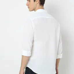 Spykar White Cotton Slim Solid Shirt image 2