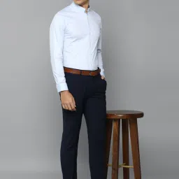 Louis Philippe Permapress Navy Slim Fit Trousers image 5