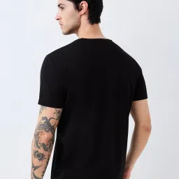 Spykar Black Cotton Slim Print T-Shirt image 2