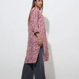 Utsa by Westside Pink Floral Design Straight Cotton Kurta image 2