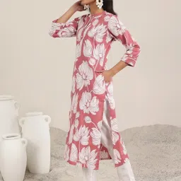 Libas Pink Cotton Floral Printed Kurta image 5