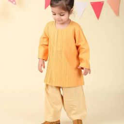 Fabindia Yellow Viscose Silk Kurta Set-picture-14