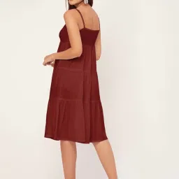 Moomaya Red Regular Fit Midi Dress image 2