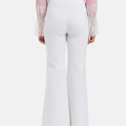 Kazo White Regular Fit High Rise Trousers image 2