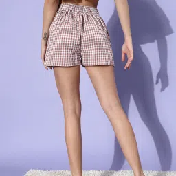KASSUALLY Brown & White Checks Shorts image 2