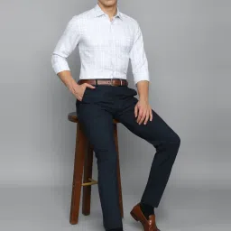 Louis Philippe Permapress Blue Cotton Regular Fit Checks Shirt image 5