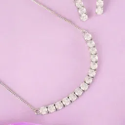 Zavya 925 Silver Glitz Ensemble Rhodium Plated Jewellery Set For Women-image-38
