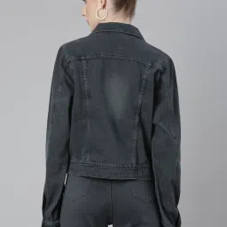 showoffff SHOWOFF Grey Regular Fit Denim Jacket image 2