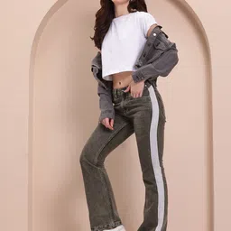 Mast & Harbour Women Bootcut Light Fade With Side Stripe Jeans image 4