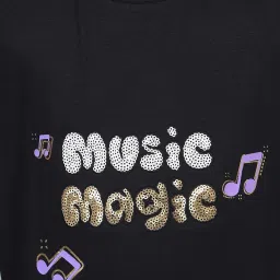 Crimsoune Club Girls Black Cotton Regular Fit Embellished T-Shirt image 5