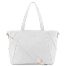 Fastrack White Faux Leather Solid Tote Handbag image 2