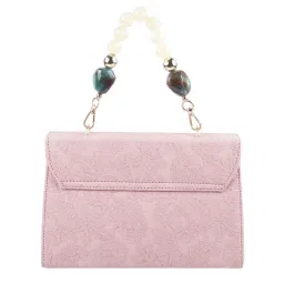 Mochi Pink Synthetic Textured Satchel Handbag image 2