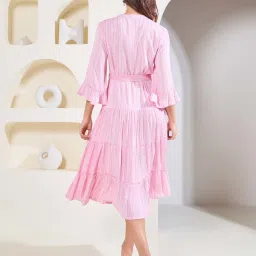 Styli Pink Printed A-Line Dress image 2