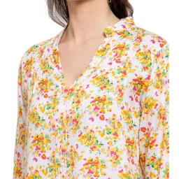 PATRORNA White & Yellow Floral Print Shirt image 5