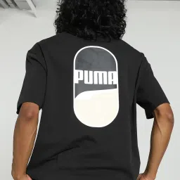 Puma Black Cotton Relaxed Fit Printed T-Shirt image 2