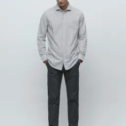 SELECTED HOMME Blue & White Regular Fit Striped Cotton Shirt image 5