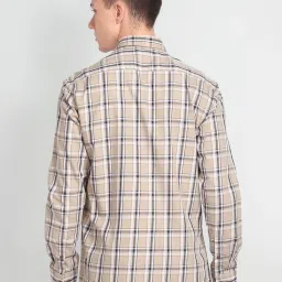 Arrow Sport Light Brown Cotton Slim Fit Checks Shirt image 2